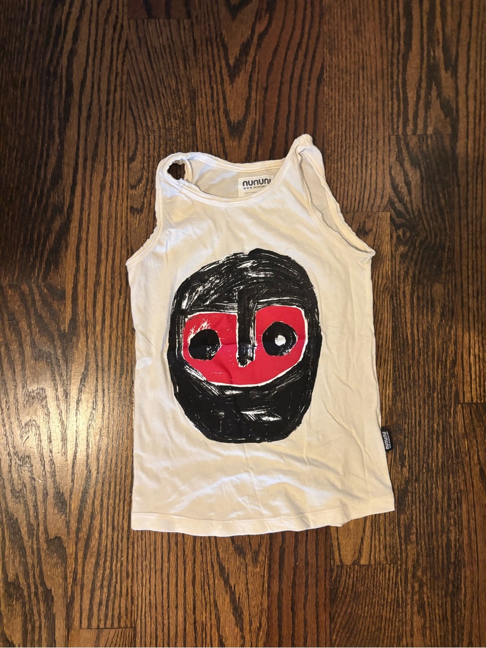 Nununu White Graphic Face Tank Top Kids Size 6–7 Designer Sleeveless Shirt